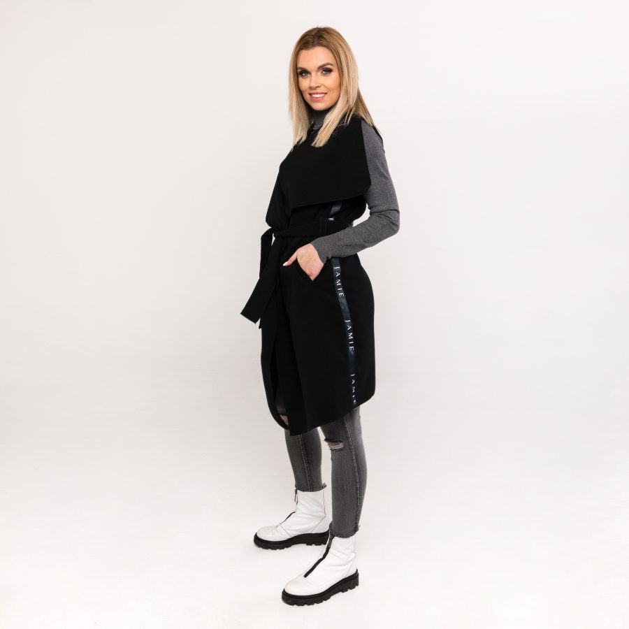 Jamie Collection černá kabátová vesta se stuhou